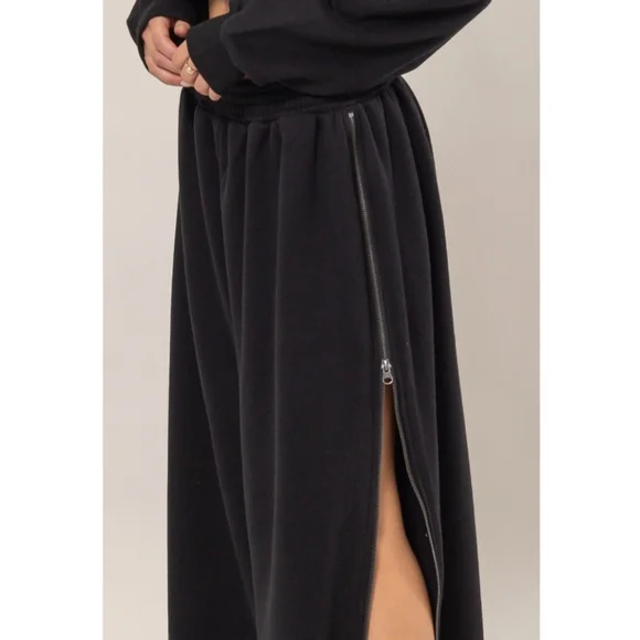 #836 🛑S,M Boho Chic Fabulous Wide-Leg Side Zipper Sweatpant - Picture 11 of 15